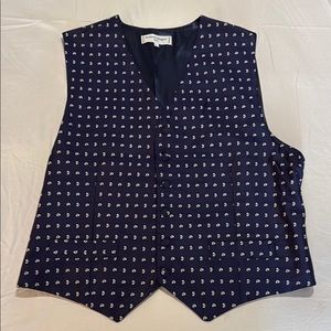 Robert Mager Paris Navy Paisley Silk Waistcoat Vest with Matching Tie